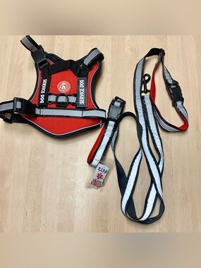 NWOT Just 4 Paws S Red/Silver Reflective  Service Dog PTSD 4 Piece Set